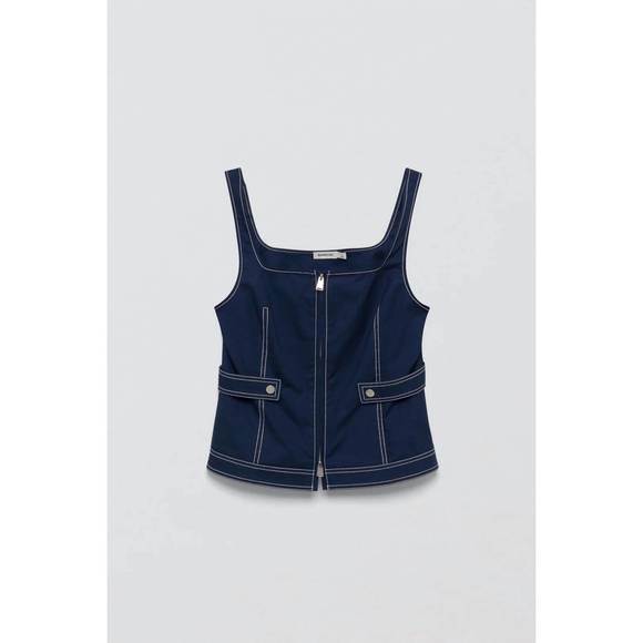 NEW JONATHAN SIMKHAI dolce zip up top in midnight - Picture 4 of 5